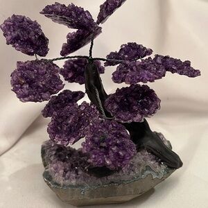 Amethyst Crystal Bonsai Tree – Adjustable Gemstone Desktop Decor